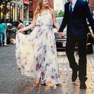 White/Pink Floral Maxi Dress
